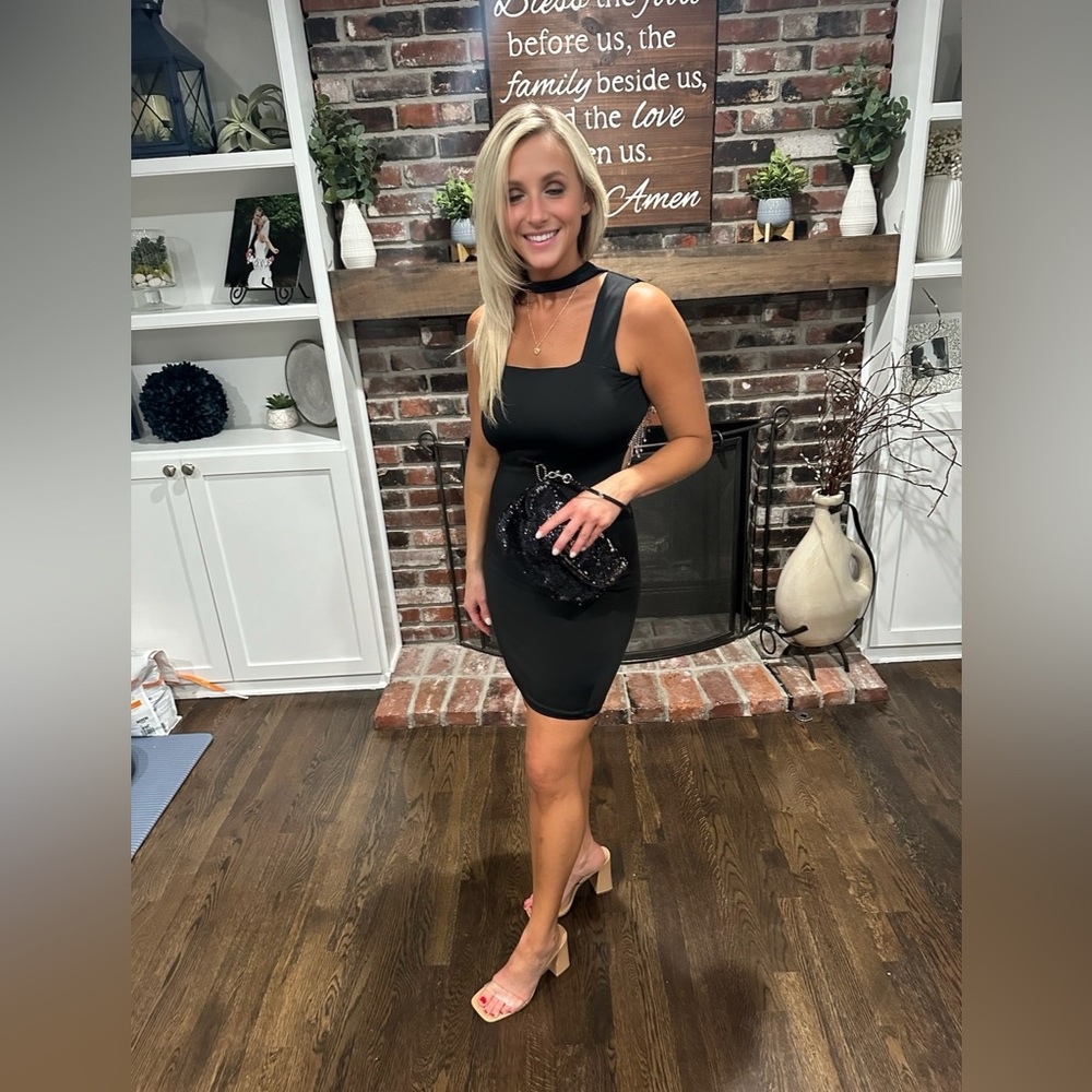 NWT Sexy Black Mini Dress With Gorgeous Diamond Fringe Back